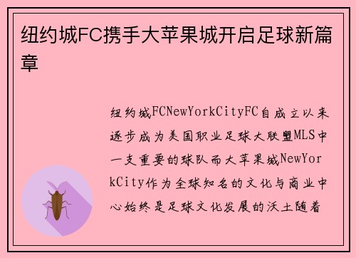 纽约城FC携手大苹果城开启足球新篇章